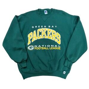 Vintage Green Bay Packers Sweater Men's XL Green USA Pullover 90's Russell Tag